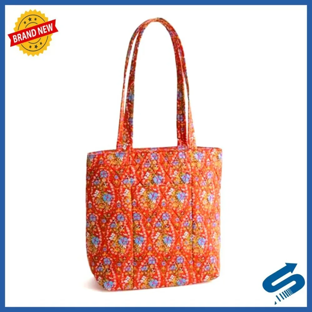Small Zip Tote Bag Premium Cotton Quilted Exterior Pockets
